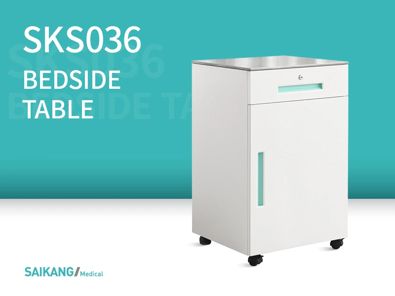 Sks036 Saikang Wholesale Movable Stainless Steel Hospital Medical Bedside Cabinet with Wheels