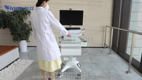 Carrello per computer a schermo singolo/doppio che monitora da remoto la postazione di lavoro medica mobile con tutti